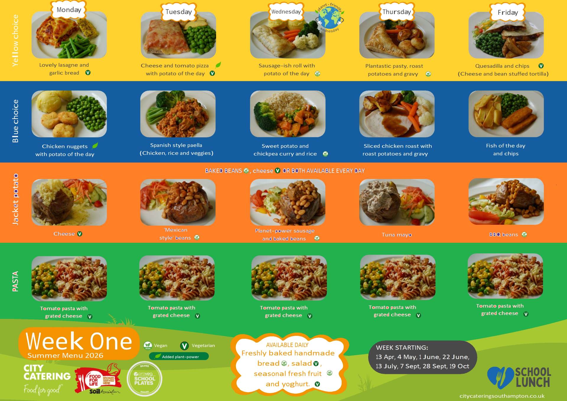 School Menu Week 1
